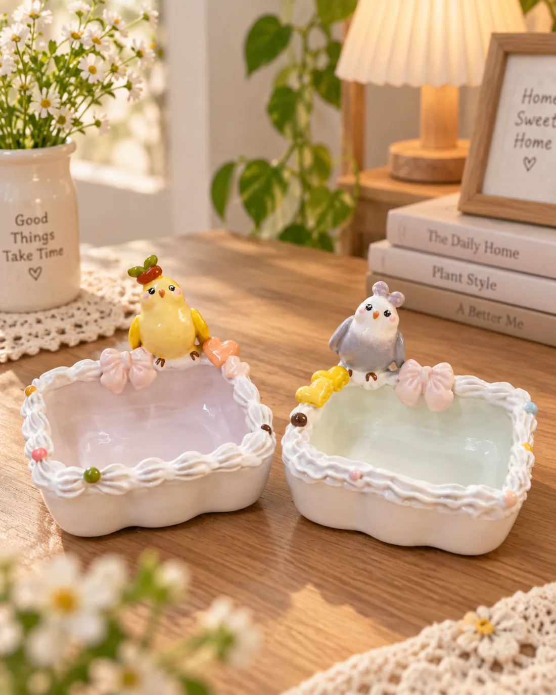 Candy Bow Bowl handmade ceramic parrot bowl