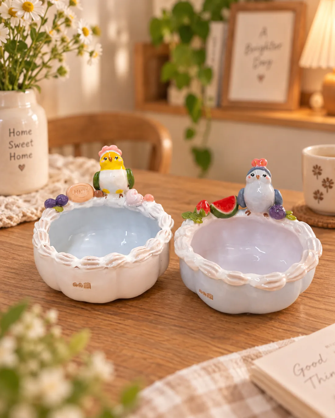 Watermelon Grape Bowl handmade ceramic parrot bowl